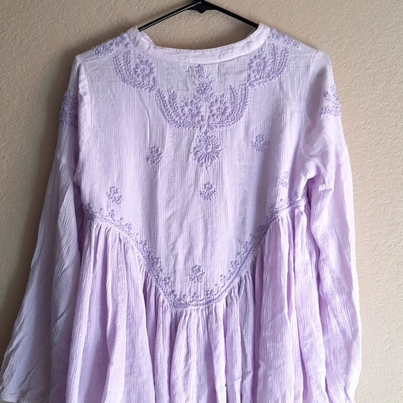 Rachel Zoe Embroidered Tunic Textured Boho Top Long Sleeve - Picture 4 of 13